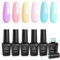 Beetles Vernis Semi Permanent, Lot de Vernis à Ongles Gels 6 Couleurs, Sèche sous Lampe UV/LED, Kit de DIY Manucure Pastel, Printempes Été Doux Rose Vert Jaune Violet Bleu Cadeau Fete Des Meres