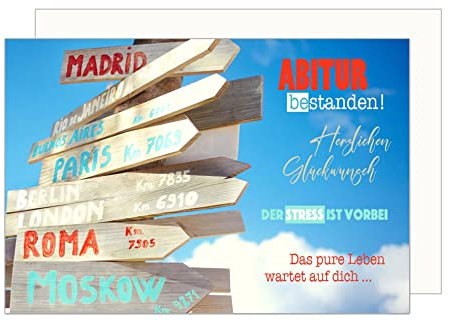 Edition Seidel Premium Glückwunschkarte zum Abitur mit Umschlag. Abiturkarte Grusskarte Billet Karte mit Spruch Abi Prüfung Junge Mädchen (PR126 SW023)