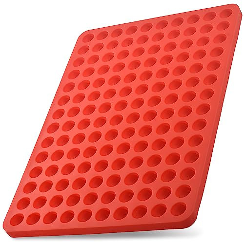 ionEgg - Stampo in silicone a forma di semisfera, 140 cavità, per caramelle gommose, mini teglia per cani, tappetino da forno, tappetino rotondo in silicone per ganache, gelatina, caramelle