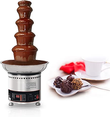 BOBVB Chocolate Fountain Machine Commercial 5-Tier Stainless Steel Chocolate Waterfall Machine, 30℃~110℃ Adjustable, Cheese Heated Melting Machine for Party Restaurant Wedding