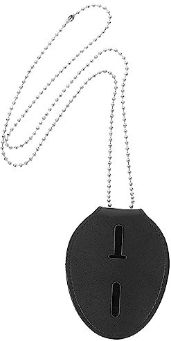 MAGICLULU Ausweisinhaber Polizei-Ausweishalter Pu-Leder Universeller Ausweishalter Gürtelclip Metallkette Ausweishalter Taschenetui Für Polizei- Und Sicherheitsdetektive Schwarz
