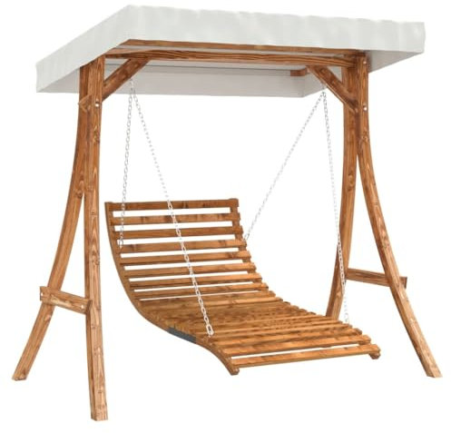 vidaXL Hollywoodschaukel, Gartenschaukel mit Dach, Bett-Schaukel für Garten Terrasse, Gartenliege Hängeliege, Massivholz Fichte mit Teak-Finish