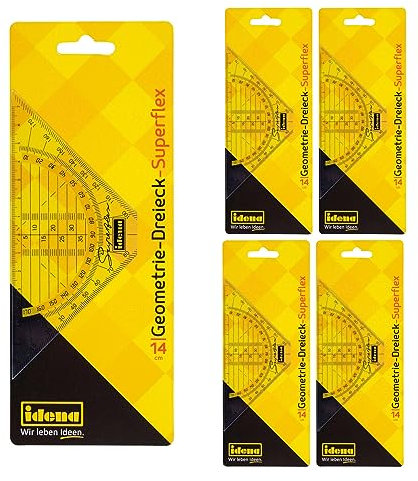 Idena 602083-5 - Geodreieck Superflex, 14 cm, 5 Stück, transparent, Kunststoff, flexibel, für Schule und Büro
