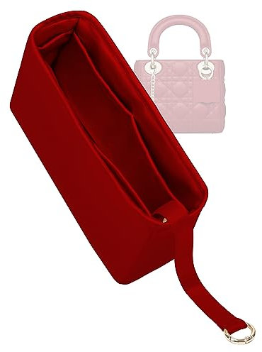 ZYZii Handtaschen Organizer, Premium Seide Taschenorganizer Perfekte Passform Lady Dior Micro/Mini/S/M/L Tasche, Luxuriöser Tasche in Tasche Organizer (Rouge Moyen, Neu Medium)