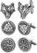 JewelryWe Manschettenknöpfe Herren Wikinger Edelstahl: 3 Paar Nordic Viking Vegvisir Valknut Wolfskopf Manschetten Knöpfe Cufflinks Silber Geschenk für Ehemann Freunden Vater