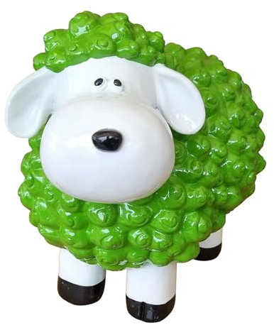 Fachhandel Plus Dekofigur Bunte Schafe Farbe wählbar Tierfigur lustige Gartendeko Indoor Outdoor, Farbe:grün