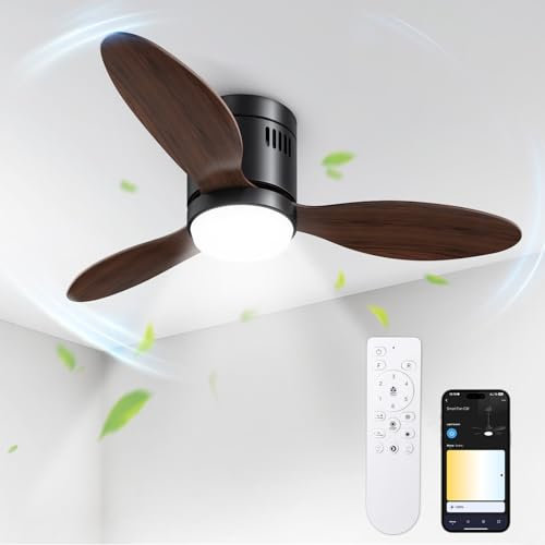 BLITZWILL Ventilatore da Soffitto con Luce, Ø106cm Ventilatori da soffitto con Illuminazione LED, Controllo App&Telecomando, 6 Velocità, 3 Colori Dimmerabile, 3 Pale, Silenzioso, Estate-Inverno,Timer