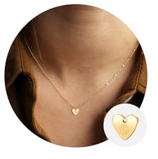 TINGN Halskette Damen Kette mit Buchstaben, 16K Gold Vergoldet Goldkette Damen Herz Kette Buchstaben Intiale Kette D Buchstaben Halskette Geburtstag Geschenke für Frauen Teenager Mädchen Schmuck