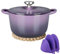 DYHQQ Enameled Cast Iron Signature Sauteuse Oven 2L Dutch Oven Pot with Lid Non Stick Dutch Oven Cast Iron Pot Round Oven Safe up to 500°F With Silicone Braided Fittings