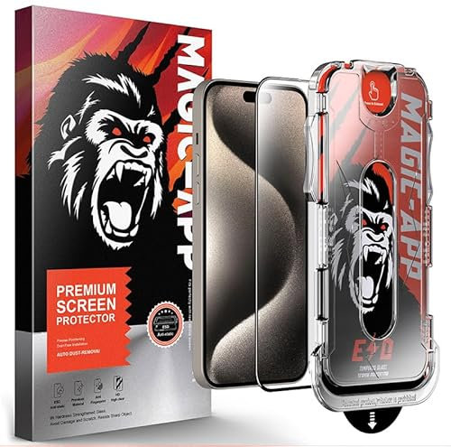 MAGIC APP für iPhone 14/15 Pro Plus Pro Max Glas Schutzglas [Unzerbrechlich TOP 9H Schutz] Dauerhaft Schutzfolie für iPhone 14/15 [Full Screen] (iPhone 15 Pro Max)