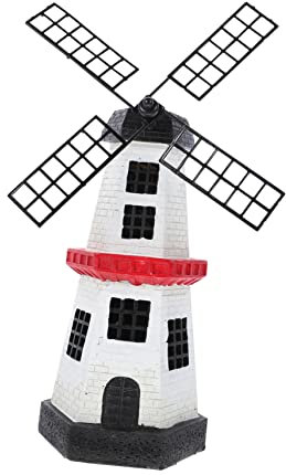 Veemoon Solarwindmühlenlicht Solarleuchten für draußen Windmühlengartenstatuen solarleuchten für außen solar gartenbeleuchtung Sonnenlicht Windmühle Solar-Außenleuchte Harz