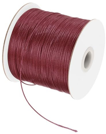 sourcing map Waxed Cord 0.5mm Waxed Polyester Cord 175 Yard Wax String for Bracelet Making, Necklaces, Beading, Jewelry Making and DIY Crafts(Dark Red)