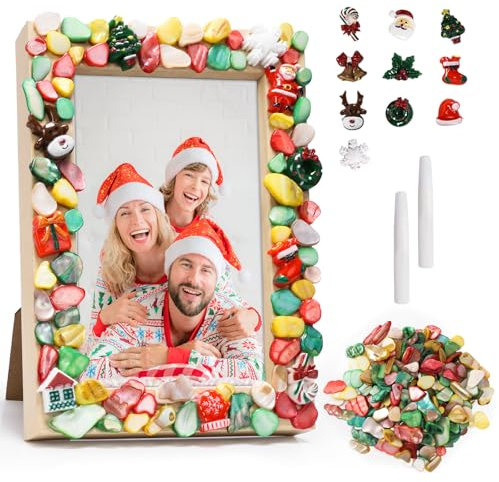 DATIFF Weihnachten Bilderrahmen Bastelset Kinder Weihnachten Holz Fotorahmen Basteln Weihnachten Mosaik DIY Kreativset Weihnachten Holzrahmen Bastelhandwerk Weihnacht Geschenk für Jungen Mädchen