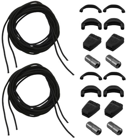 Shoelace Kit for Salomon Quicklace, No Tie Round Shoe laces Strings Replacement for Salomon Speedcross Ski Shoes with Quick Release System for Hiking, Running, Ski Boots, Black (140cm)