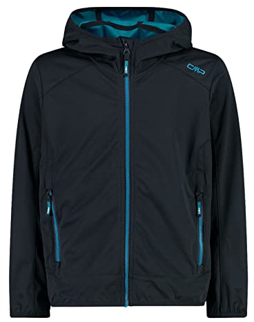 CMP Jungen Outdoorjacke mit Kapuze leichte Softshelljacke Kid Fix Hood Jacket, Farbe:Grau, Größe:140, Artikel:-23UN Antracite/Reef