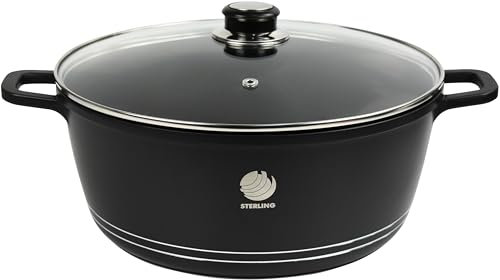 Non Stick Coating Casserole Pot Die Cast Stockpot Aluminium with Tempered Glass Lid (32cm)