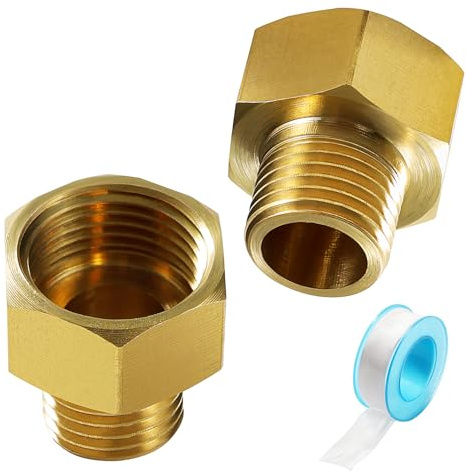 Lyeteung 2 Stücke G3/8 Innengewinde auf G1/4 Außengewinde Wasserrohr Hex Bushing Reducer Adapter, Messing Gewindeadapter, Messing Reduzierstück, mit Gewinde Dichtband, für Rohranschluss