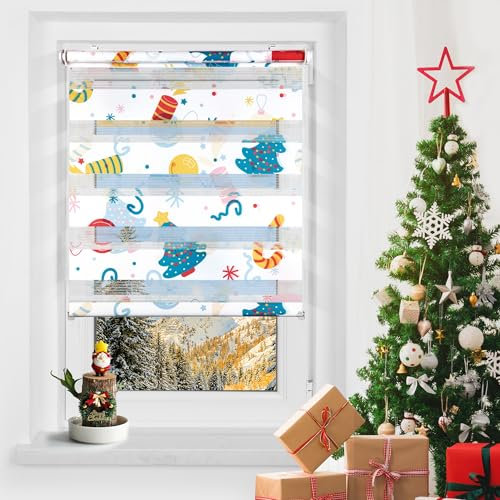 Grandekor Doppelrollo Klemmfix ohne Bohren mit Muster Fröhliches Feuerwerk B80 x H120 cm (Stoffbreite 76cm), Fenster Duo Rollos für innen Klemmrollos, Sonnenschutz und Sichtschutz