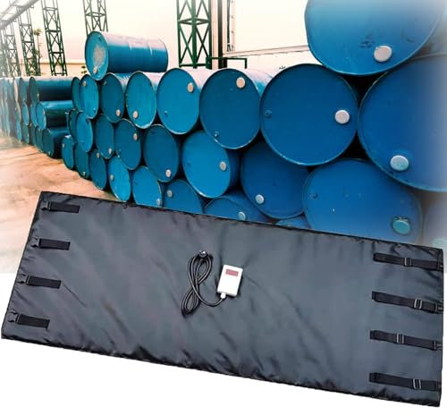 ylpddmm Metall-Ölfassheizungen, 55 Gallonen/275 Gallonen IBC-Behälter-/Tank-Heizdecke mit voller Abdeckung, industrielle Heizdecke, mit Thermostat,Black-55Gal/200L