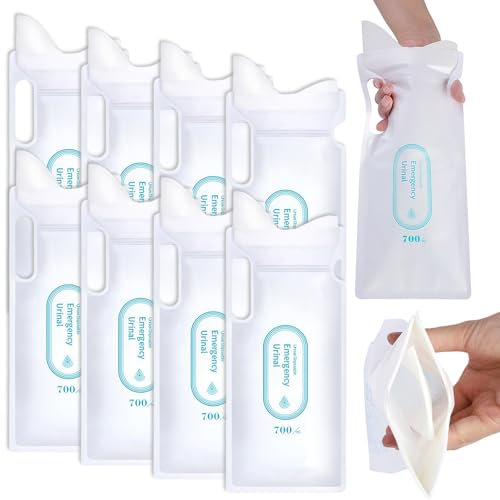 Kryzulax 8 Pièces Sacs Urine,Sacs À Urine Jetables 700 ML,Sacs Urinoirs d'urgence,Super Absorbants Sacs d'Urine,Toilette Portable Urinoir,pour Le Camping,Voyages,embouteillages,Sac a vomi Voiture