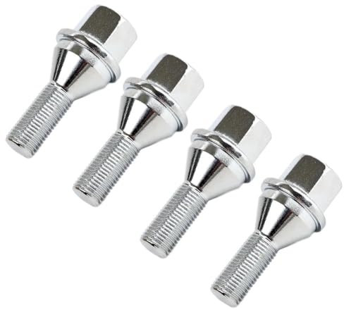 ZHjLut Autoradschrauben Kompatibel mit Chrysler für 200 2015-2017 Radbolzen Radbolzen Silber 28 mm M12 × 1,25