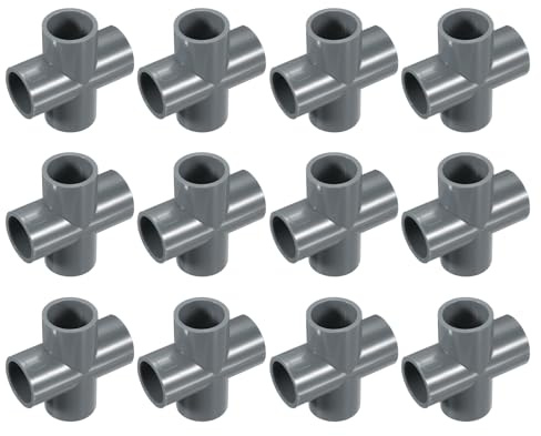 QUARKZMAN 12 Pz Raccordo PVC Croce 4 Vie PVC 1 0.8 per Fai da Te Grigio | Connettori PVC Gomito PVC Raccordi per Tubi PVC Raccordo PVC Giunto PVC Raccordo Angolare PVC, Giardino