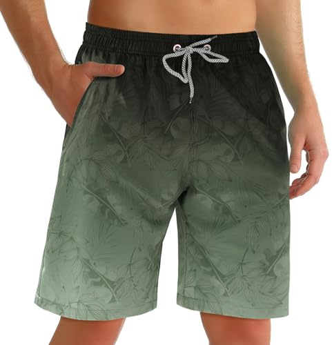 ELETOP Men's Swimming Shorts Swim Trunks Quick Dry Board Shorts Men Performance Beach Shorts Surfing Shorts with Mesh Lining S-4XL Grey