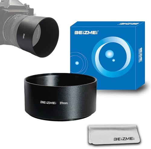 Cappuccio con lente in metallo da 37 mm, compatibile con tutti gli obiettivi della fotocamera con filettatura da 37 mm (modello universale) + panno per la pulizia per obiettivi (37 mm standard Prime