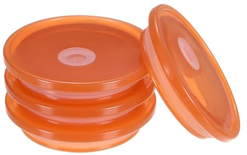 TIXIPEM 2.75IN Acrylic Lids for Stanley [4PCS] - Reusable Replacement Lid Use for 16 oz Glass Cups with Straws & Iced Coffee Cup & Tumbler Cup & Whiskey Beer Drinking Glasses [Orange]
