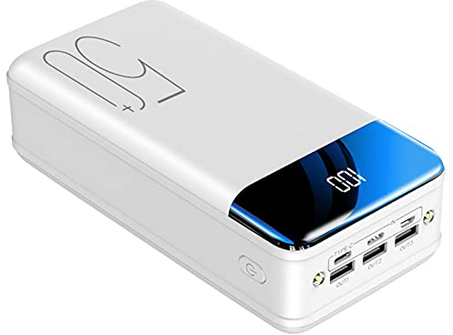 Power Bank, Tragbares Ladegerät, 50.000 mAh, mit 3 Ausgängen und 3 Eingängen, schnelles Telefon-Ladegerät mit Taschenlampe und digitalem LED-C-Display, externer Akkupack, kompatibel mit Telefon i