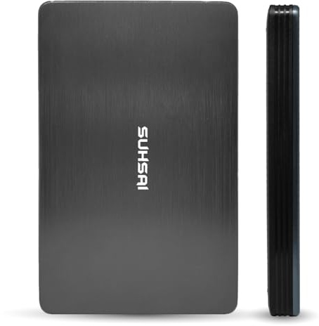 SUHSAI External Hard Drive 1TB USB 3.0 Lightweight Data Backup & Storage Plug And Play Harddisk Portable Gaming Harddrive Memory Extended Hdd For Games Laptop PC Mac Desktop (Grey)