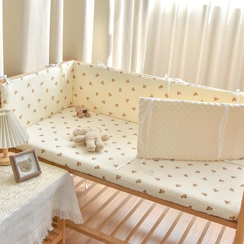 Aocase Airwrap Cot Bumper & Toddler Bed Guard Set, Cushion Side Protectors, Fall Protection Parent Bed, Breathable Mesh Cot Liner Bed Bumper with Padded Rails Adjustable Ties,N04,240×28cm
