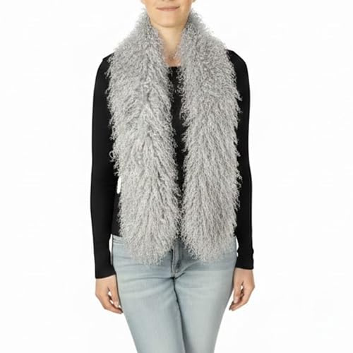 LIRA Deko Damenschal – 100% echtes tibetisches Lammfell fell schal damen mit luxuriöser Boa Design | Weicher und kuscheliger Schal für Herbst und Winter | Erhältlich in vielen eleganten Farben