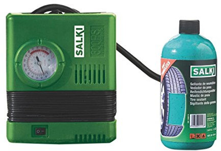 salki 8302061.0 8302061-Kit compresor + repara pinchazos, Verde, 12v