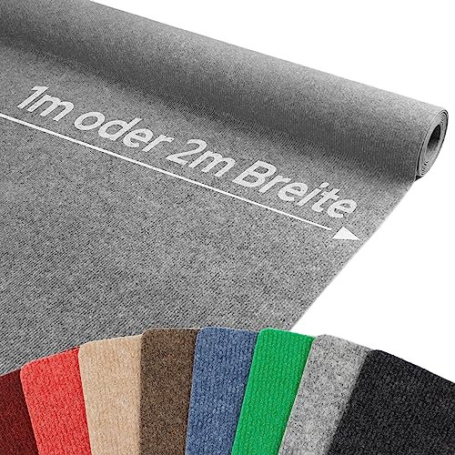 Primaflor Event- & Messeteppich RIPS MALTA – Grau - 200x1100 cm – Robuster Nadelfilzteppich mit rutschfester, schalldämmender Oberfläche – ideal für den Innenbereich