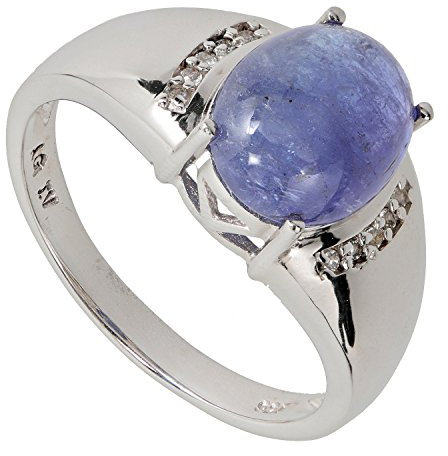 Harry Ivens Design Ring für Frauen Sterling Silber 925 rhodiniert Tansanit Weißtopas Geschenk RW21