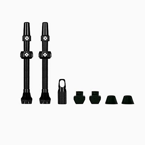 Muc Off Black Tubeless Presta, 44mm-Premium No Leak Bicycle with Integrated Valve Core Removal Tool Rohrloses Ventil, Schwarz
