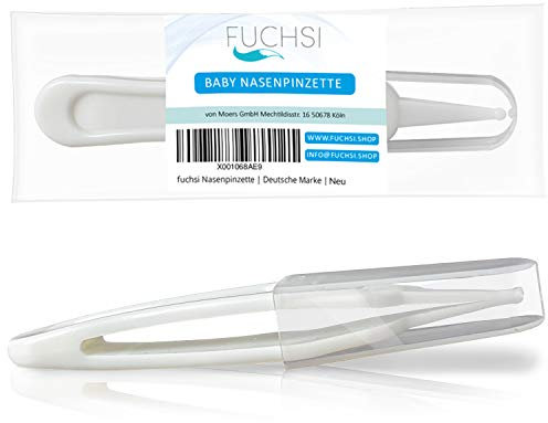 FUCHSI Baby Nasenpinzette | Zur sanften Reinigung der Ohren und Nase Ihres Babys | Deutsche Marke | besonders schonend und sanft zur Babynase | Babypflege Kunststoff Pinzette