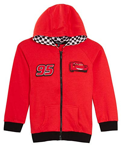 Disney Cars - Felpa con cappuccio e cerniera, motivo Saetta McQueen Red 2-3 Anni