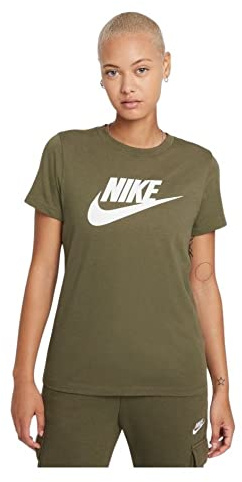 Nike BV6169 W NSW TEE ESSNTL ICON Futur T-Shirt Women's Medium Olive/White M