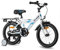 HILAND 16 Zoll Jungen Kinderfahrrad für Jungen ab 4 Jahren mit Rücksitz/Gepäckträger, Handbremse und Rücktritt weiß/blau