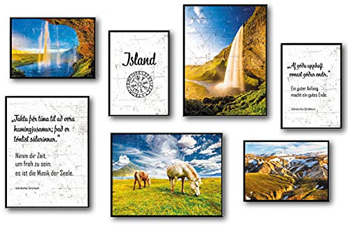 TypeStoff Poster-Set – Island – Kunstdrucke ohne Rahmen - Typografie-Bilder auf hochwertigem Karton - Plakat, Druck, Print, Wandbild zum Thema Hygge und Freiheit - PS-00854