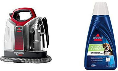Bissell SpotClean ProHeat Nettoyeur des Taches portatif, 2.5 litres, Titane et Rouge & Formule Pet Stain & Odor | à Utiliser avec nos Produits Spotclean et Spotclean Pro | 1085N