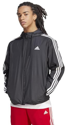 adidas Essentials Woven 3-Stripes Windbreaker Coupe-Vent, Noir, M Hommes