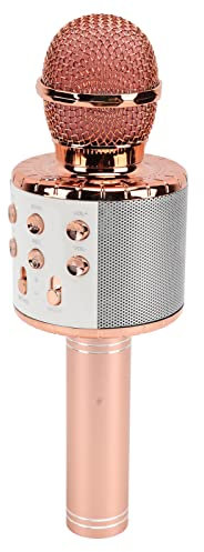 Huairdum Microfono Karaoke Senza Fili, 100Hz-10KHz Batteria a Lunga Durata Riduzione del Rumore Microfono Condensatore per Karaoke per Trasmissione (Oro Rosa)