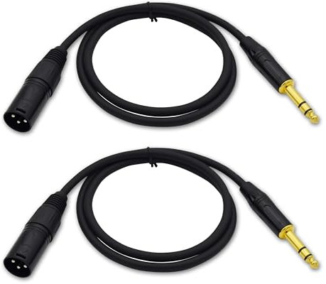Czyuntuo XLR to 1/4 Cable,1/4 Inch TRS to XLR Male Plug Stereo Balanced Interconnect Microphone Cable for Audio Speaker -2 Pack 3 ft