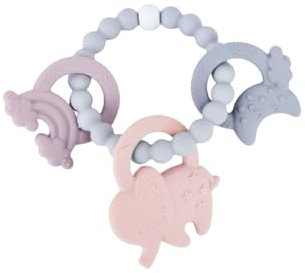 Baby, Beißspielzeug, Beißring Silikon-Kunststoff (Mond, Regenbogen, Elefant, BPA-frei) 1 Stück (Mauve, Dunkelpink, Bleiern)