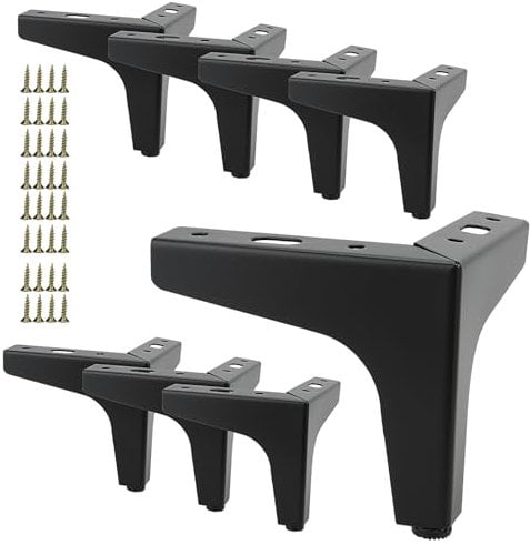 8 PCS 10cm Black Triangle Furniture Sofa Legs with Screws, 4 Inch Modern Metal Cabinet Legs for Furniture Sofa