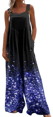 RMBLYfeiye Jumpsuit Damen Sexy Ski Overall Damen Winter Ski Jumpsuit Damen Quadratischer Hals Schmetterlingsdruck Jumpsuit Mit Taschen Ärmelloser Overall Spaghetti Onesie Overall Weiß (Schwarz, M)