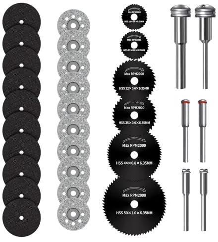 INBOLM 32-Piece Cutting Disc Set for Dremel - Suitable for Wood, Fiberglass, Plastic & Metal
